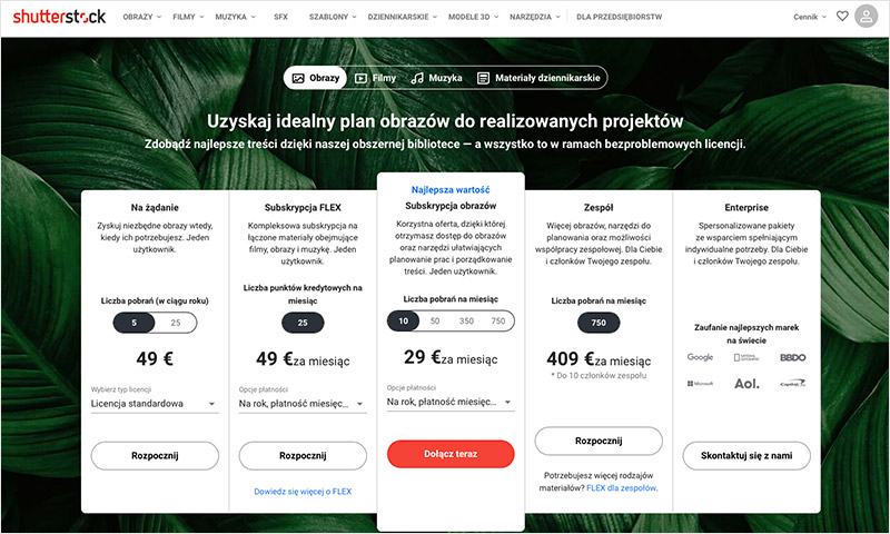 Zobacz cennik obrazów Shutterstock