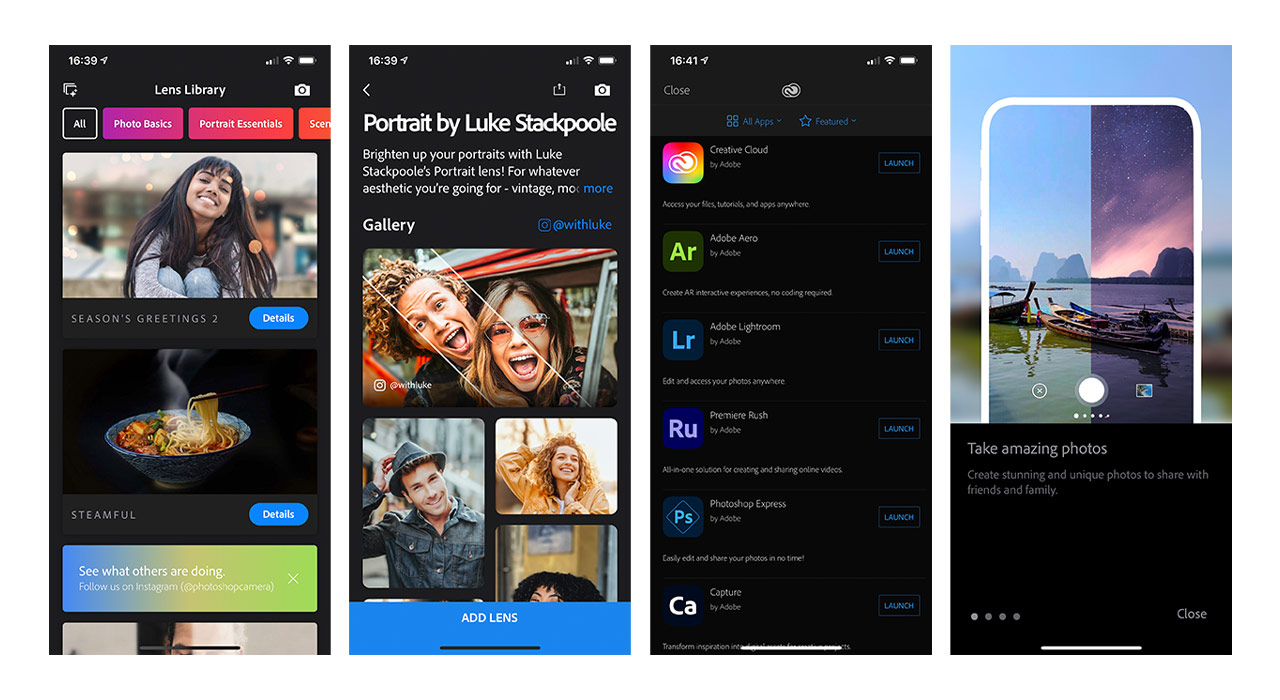Aplikacja mobilna Adobe Photoshop Camera | Fotografia Stockowa